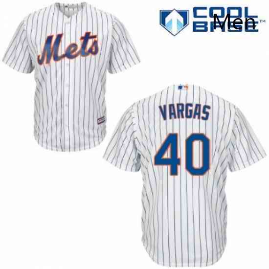 Mens Majestic New York Mets 40 Jason Vargas Replica White Home Cool Base MLB Jersey